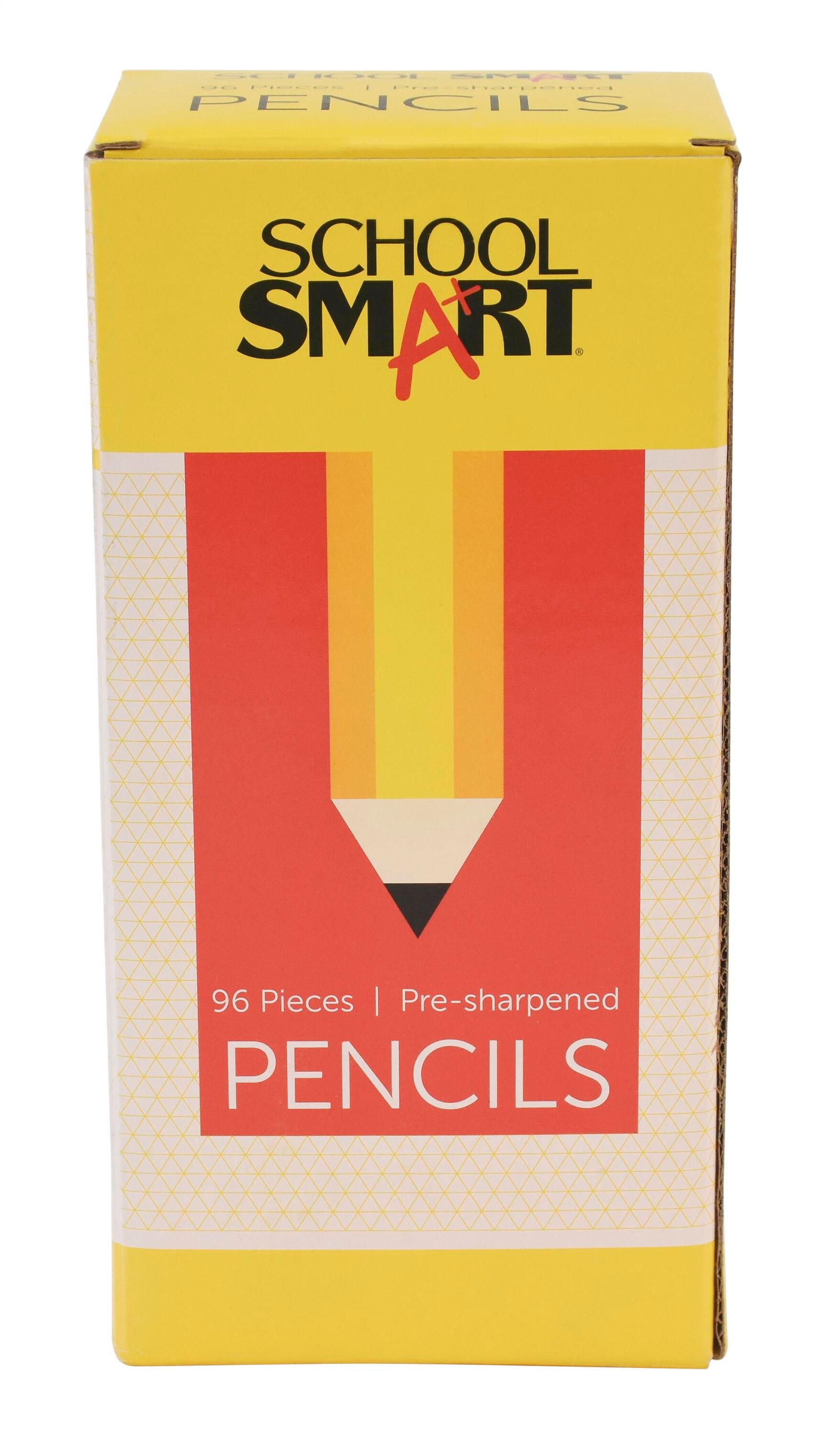 School Smart No 2 Pencils, Pre-Sharpened, Hexagonal with Latex-Free Erasers, Pack of 96 2013405